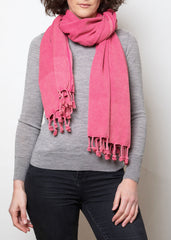 lady wearing pink coral hammam wrap